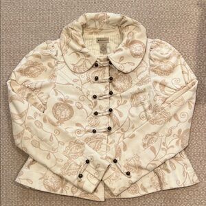 Anthropologie Cream and Tan Patterned Blazer